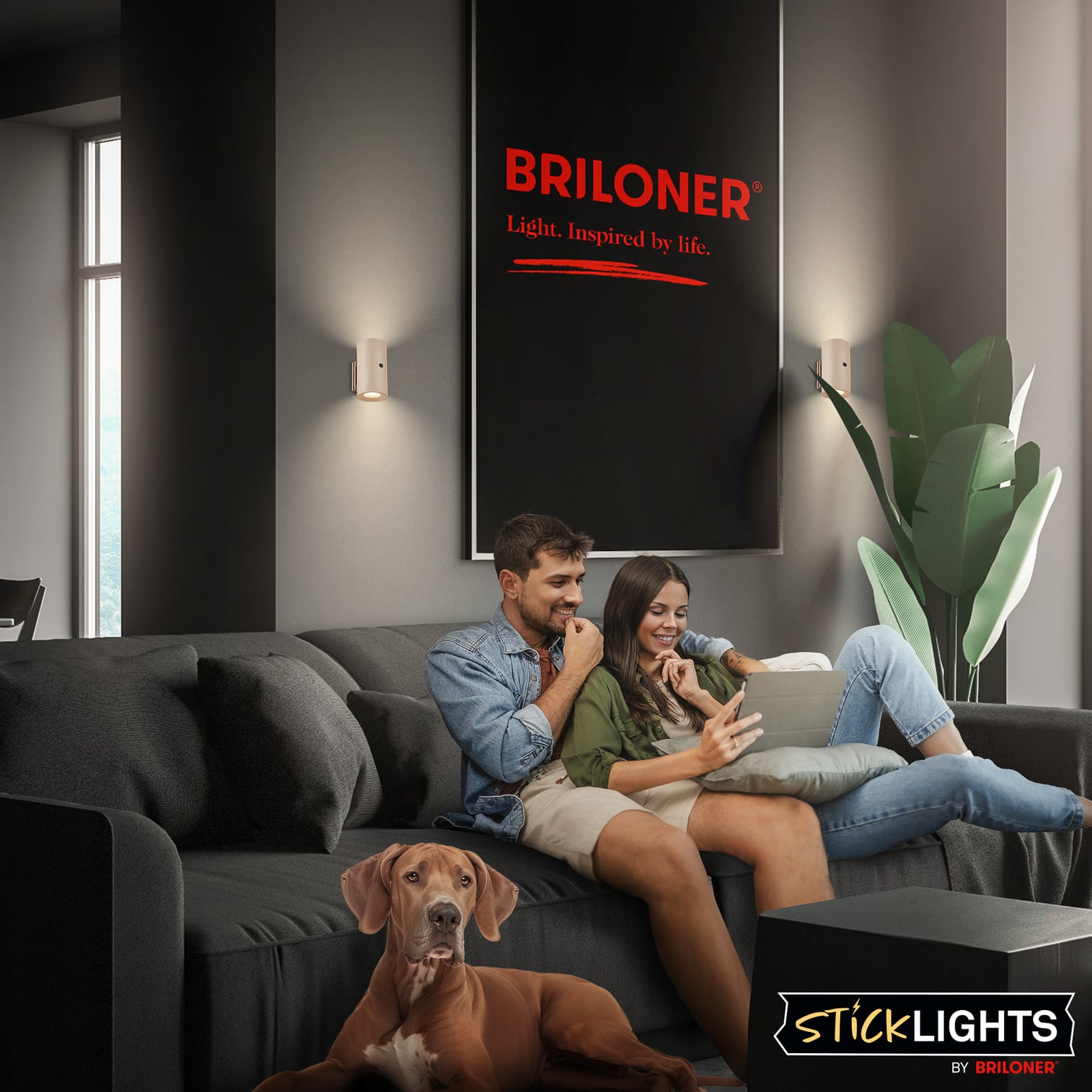 Isy LED zidna svjetiljka na baterije, bež, plastika, 3000 K