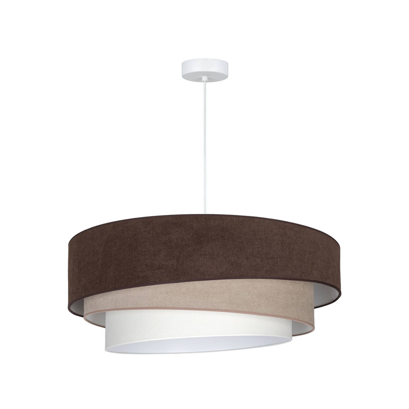 Pendellampe Trio, braun/beige, Ø 60 cm, Textil, E27