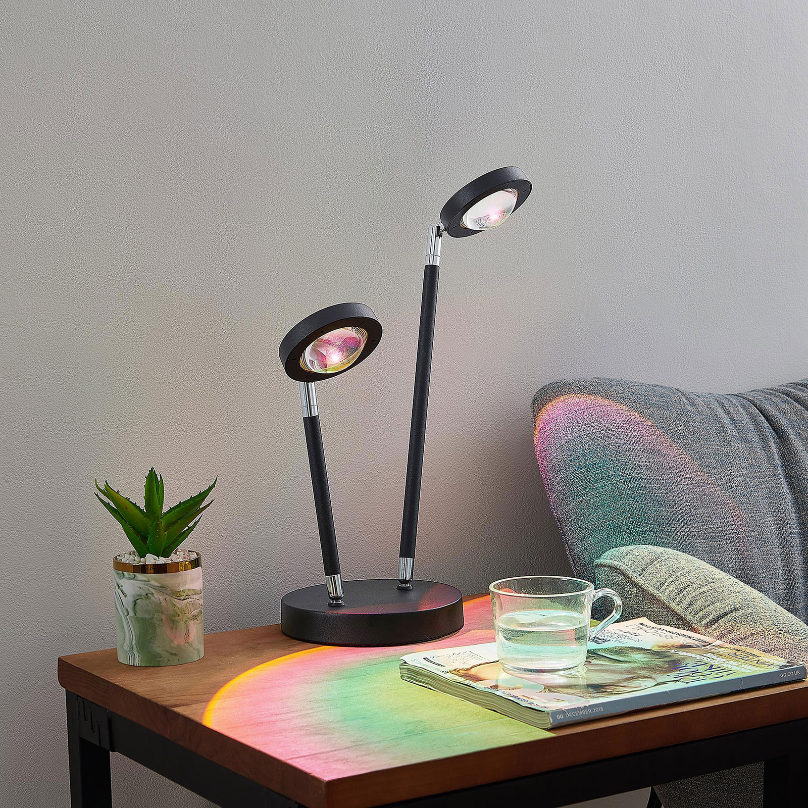 Lindby Edonita stolní lampa LED s efektním světlem