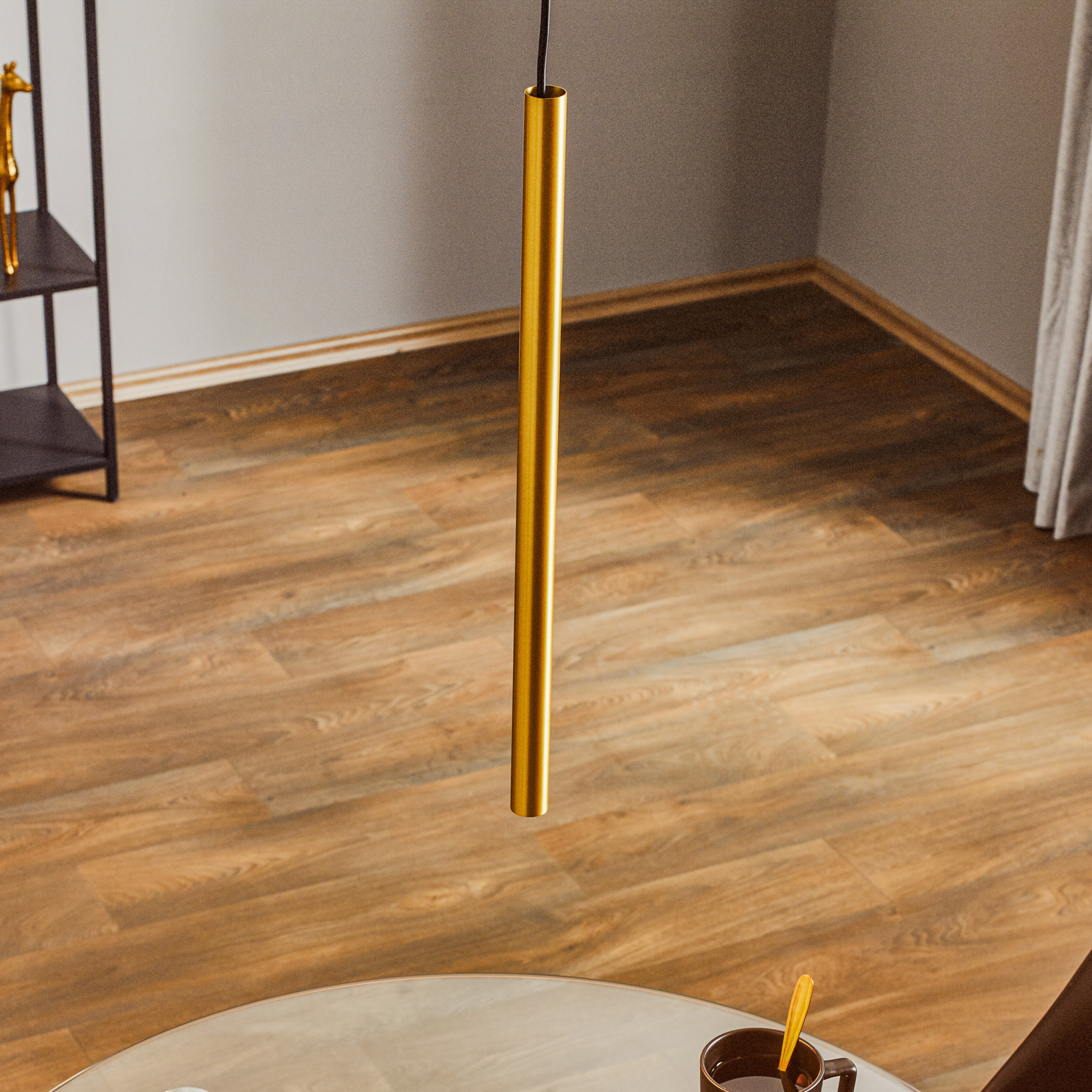 Lampada a sospensione Las, 1 luce, ottone, paralume 49cm