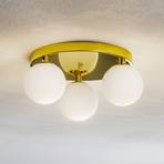 Plafondlamp Fatis opaalglas/messing 3-lamps rond
