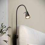 Tuso LED wandlamp, bedbevestiging, zwart