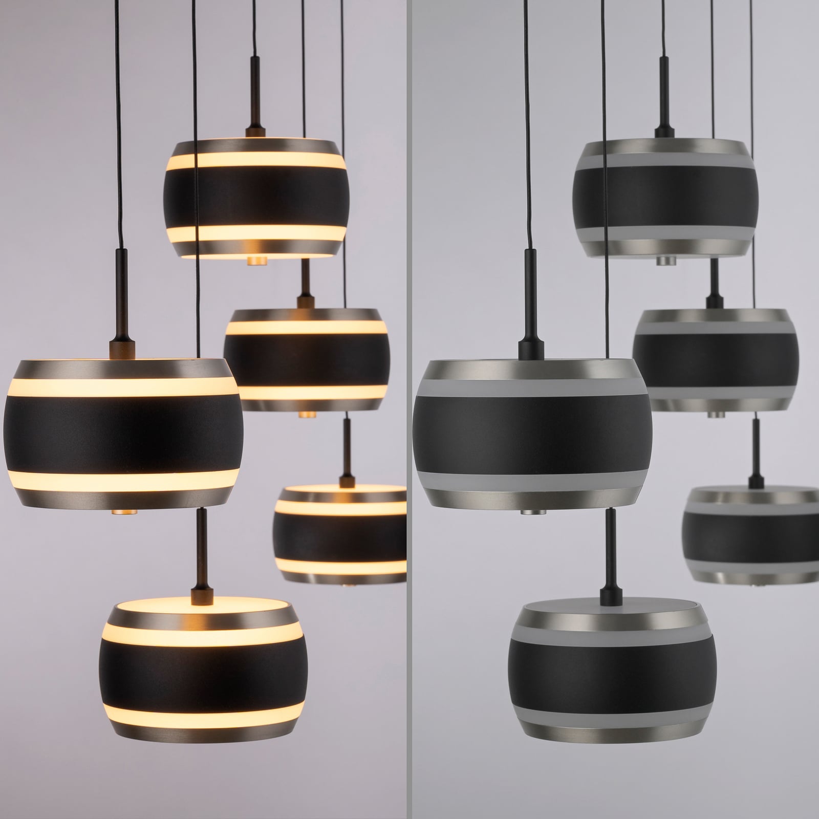 Falling Rings LED-Hängelampe schwarz 101 cm 5-fl. - PURE Falling Rings LED-Hängelampe schwarz 101 cm 5-fl. - PURE