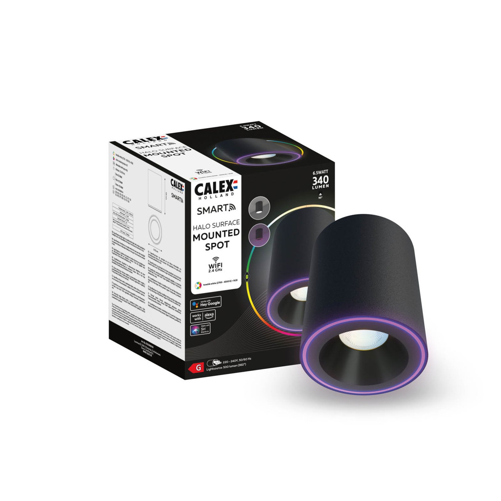 Calex Smart Halo Spot reflektor LED, czarny