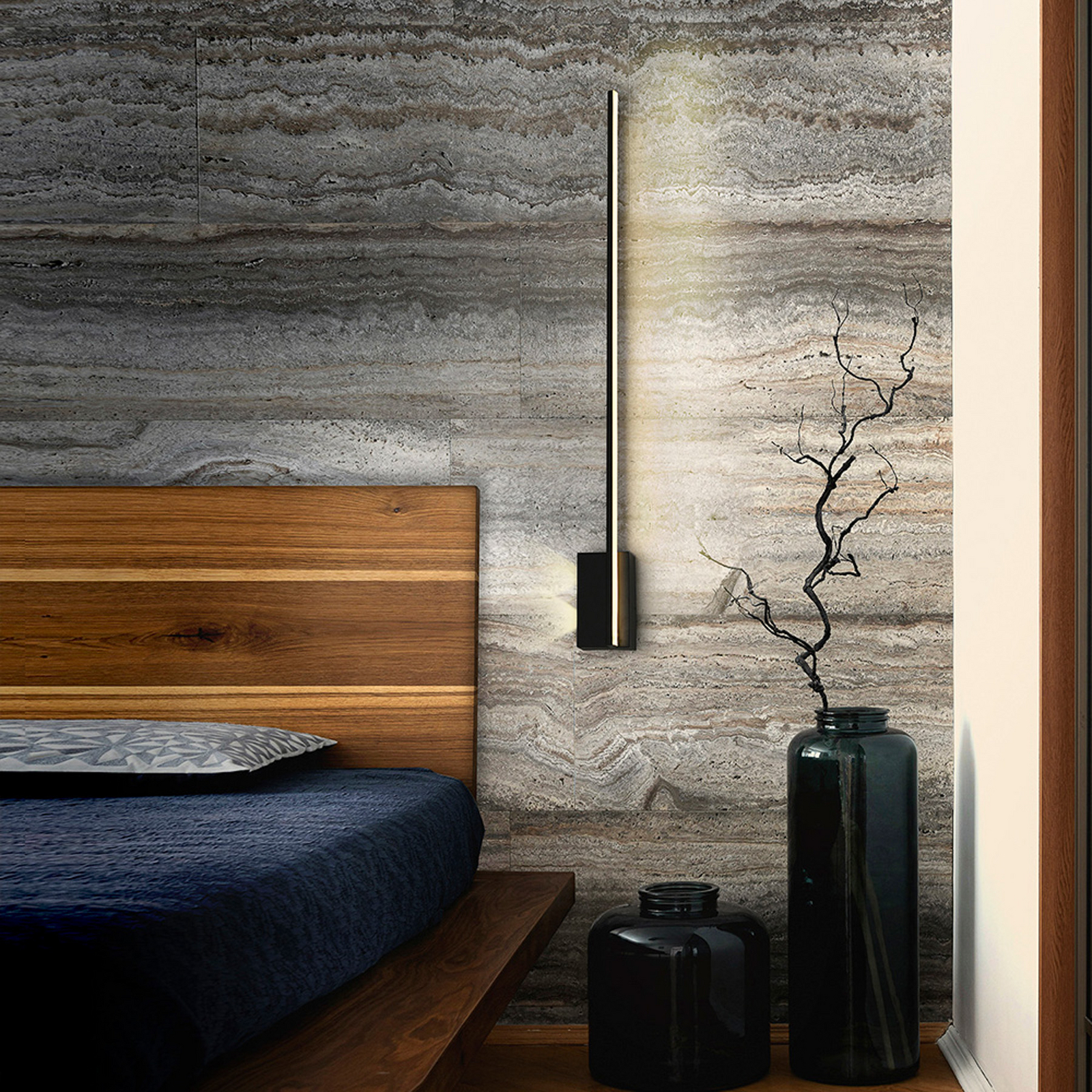 Candeeiro de parede LED Stick, altura 80 cm, preto, metal