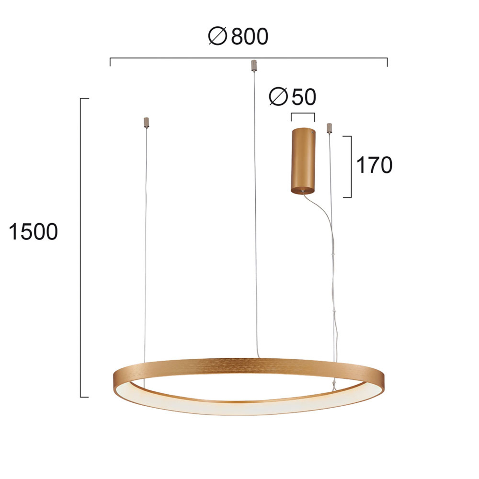 LED závěsné světlo Loop, zlaté, Ø 80 cm