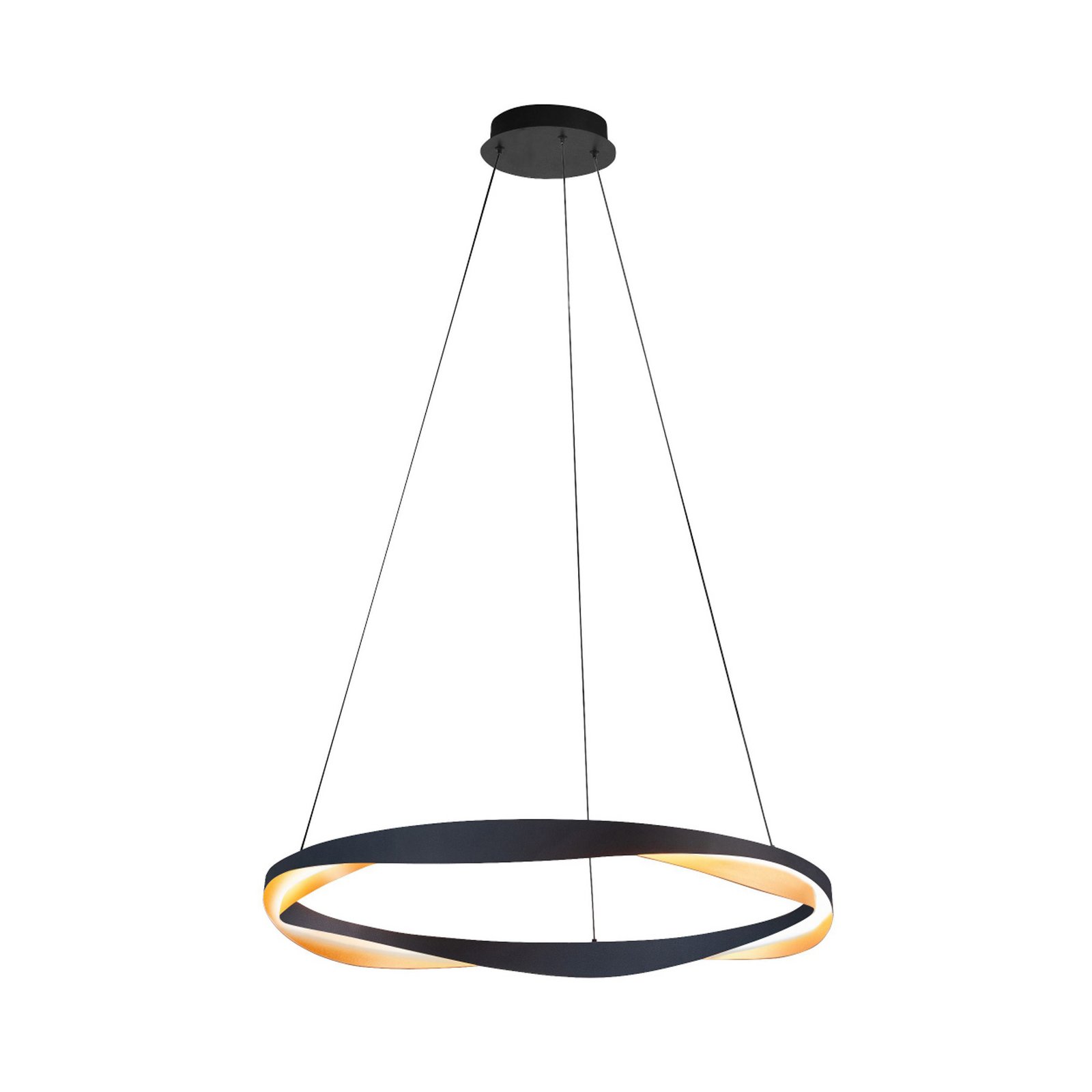 Lampa wisząca LED Ascoli, Ø 85 cm, czarny/złoty, metal, ściemniana