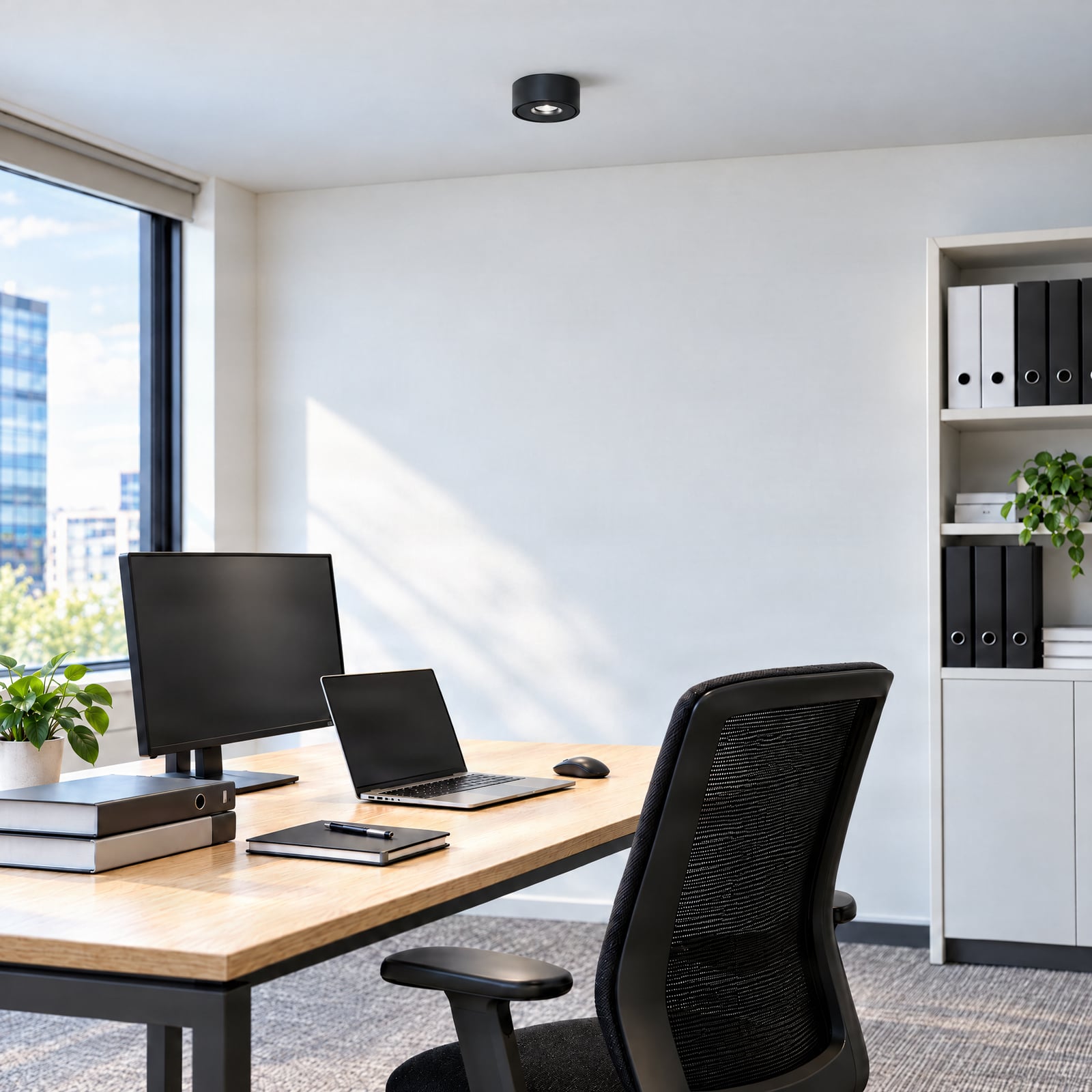 Arcchio Rotari LED ceiling lamp, black, metal, Ø 12cm Arcchio Rotari LED ceiling lamp, black, metal, Ø 12cm