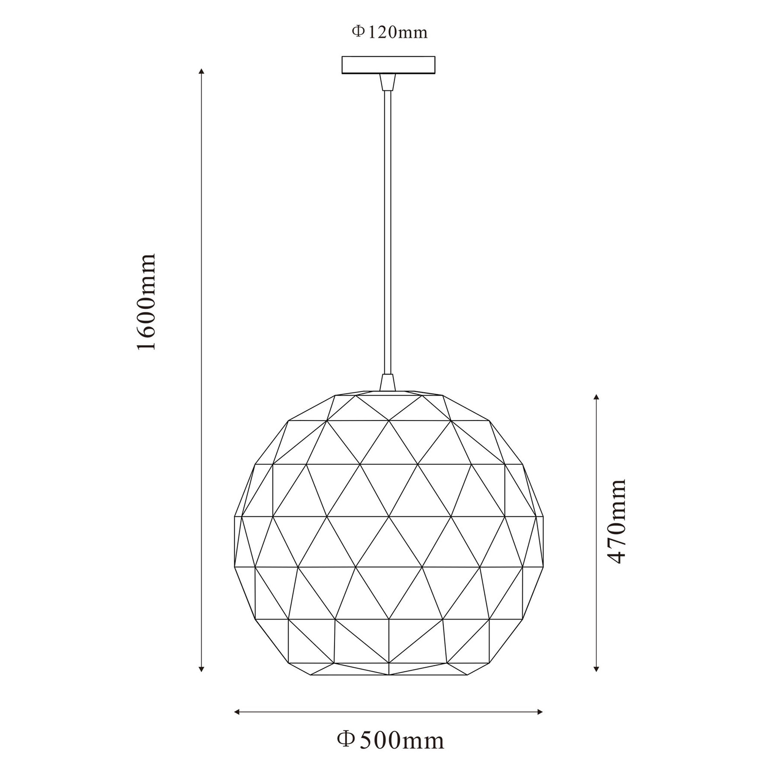 Závěsné svítidlo Asterope, Ø 50 cm, kulaté, černé