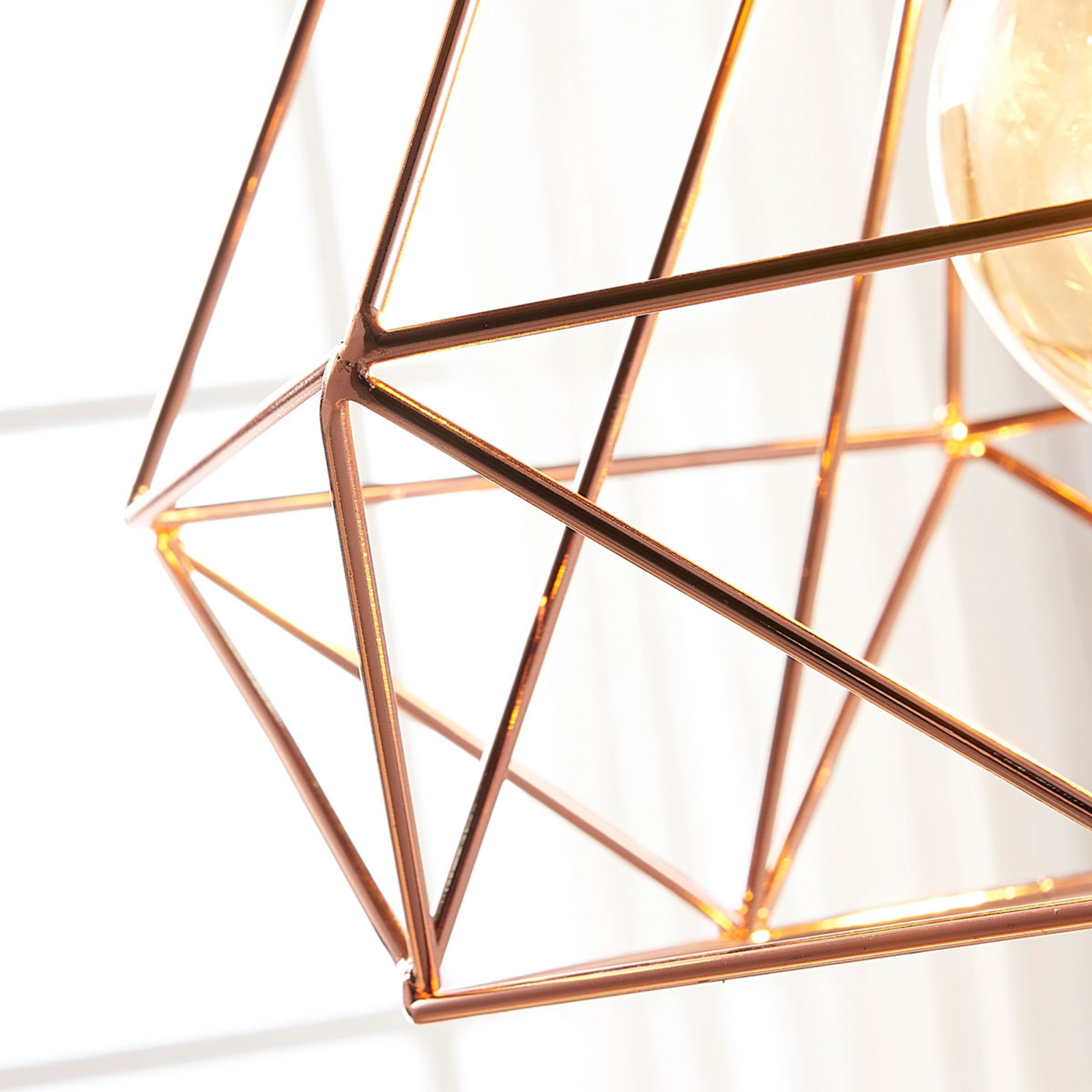 Copper-coloured cage pendant light Jossa