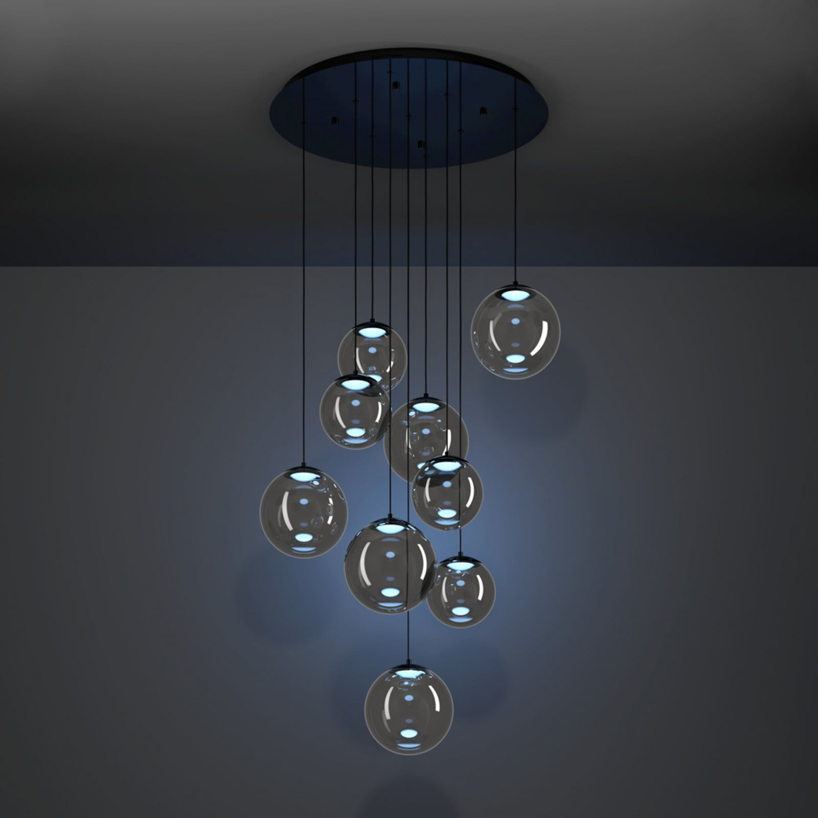 Stars of Light LED hanglamp ANORIAS zwart Ø 85 cm 9-lamps Stars of Light LED hanglamp ANORIAS zwart Ø 85 cm 9-lamps