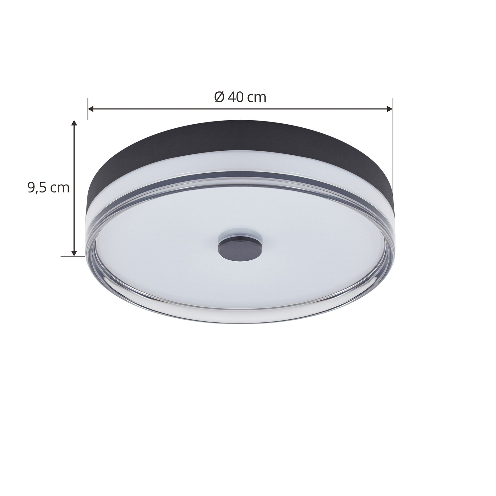 Lindby plafondlamp Aldorin, 40 cm, zwart, kunststof