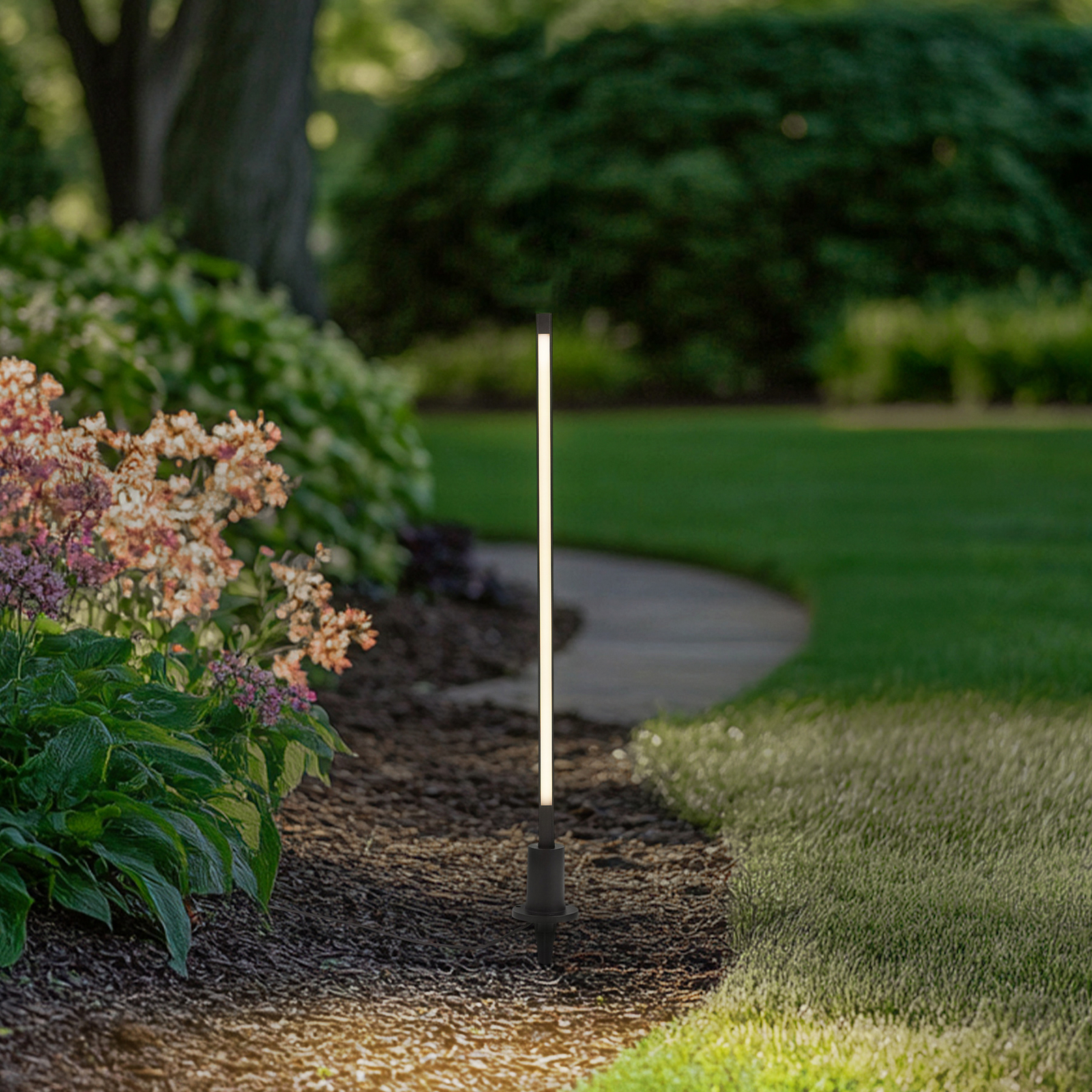 Lindby, borne lumineuse LED Neano, 80 cm, noir, métal, IP65