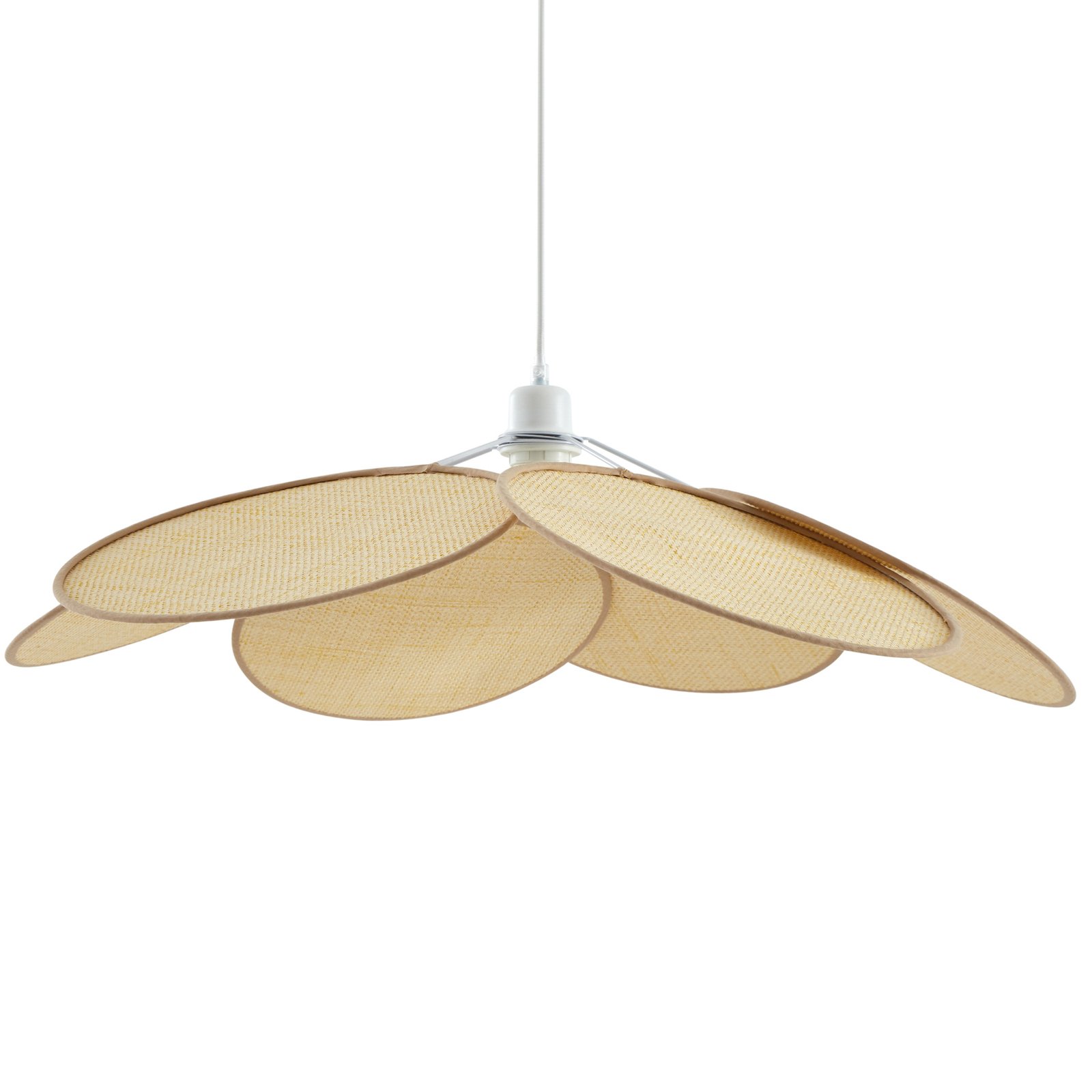 Suspensie Lindby Astraia, natural/alb, rattan, Ø 80 cm