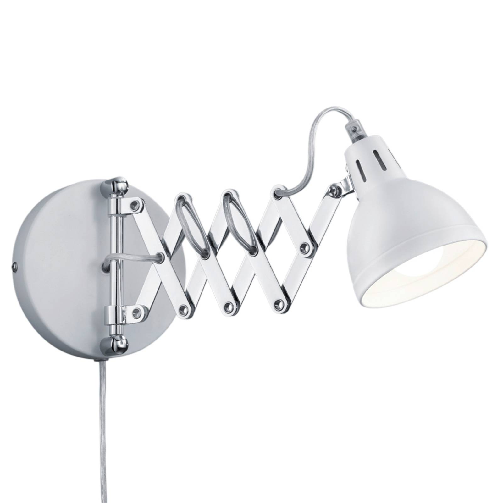 Reality Leuchten - Verstellbare Wandleuchte scissor mit Scherengelenk aus Metall in Weiß matt
