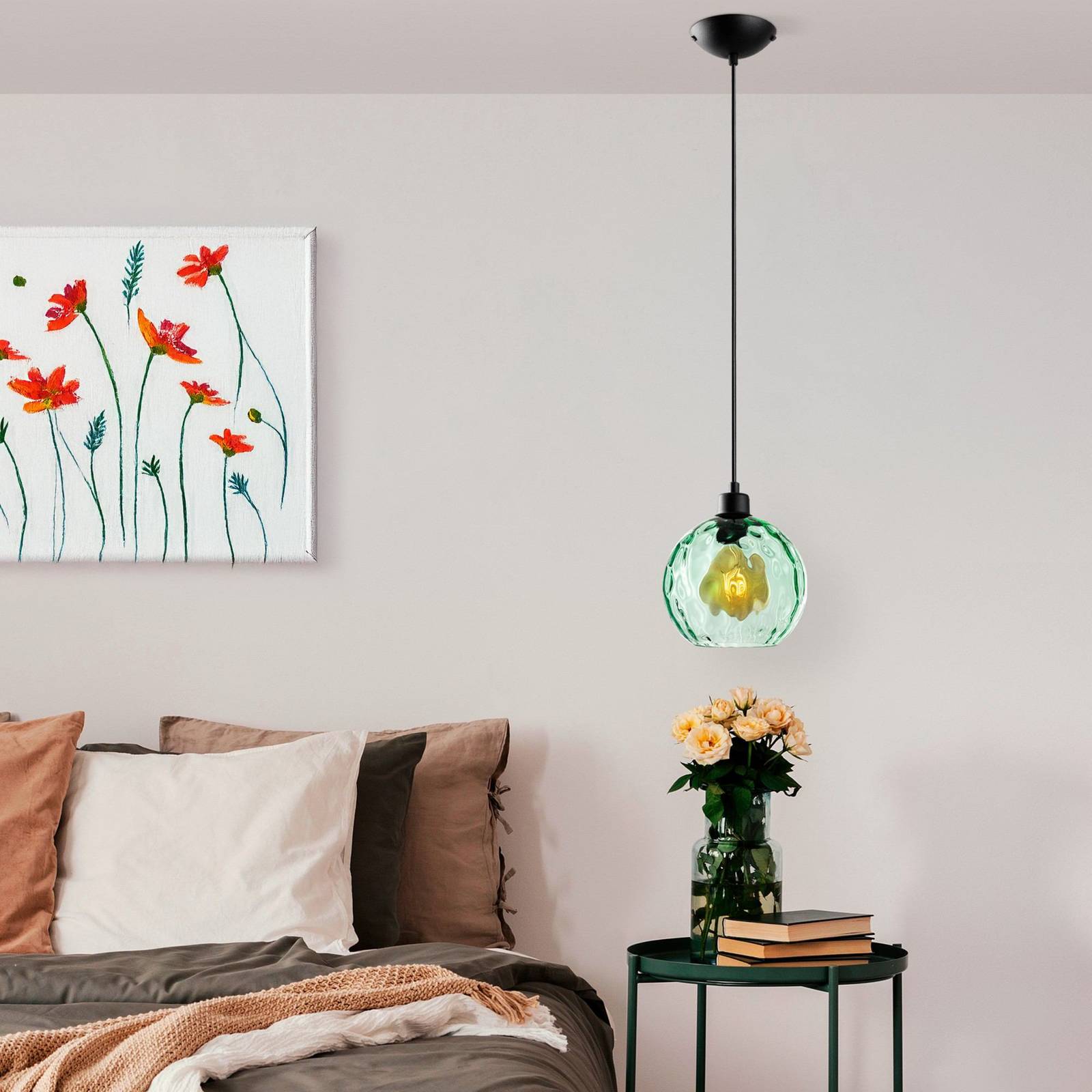 Pendelleuchte Benek, grün, Glas, Ø 20 cm, E27 günstig online kaufen