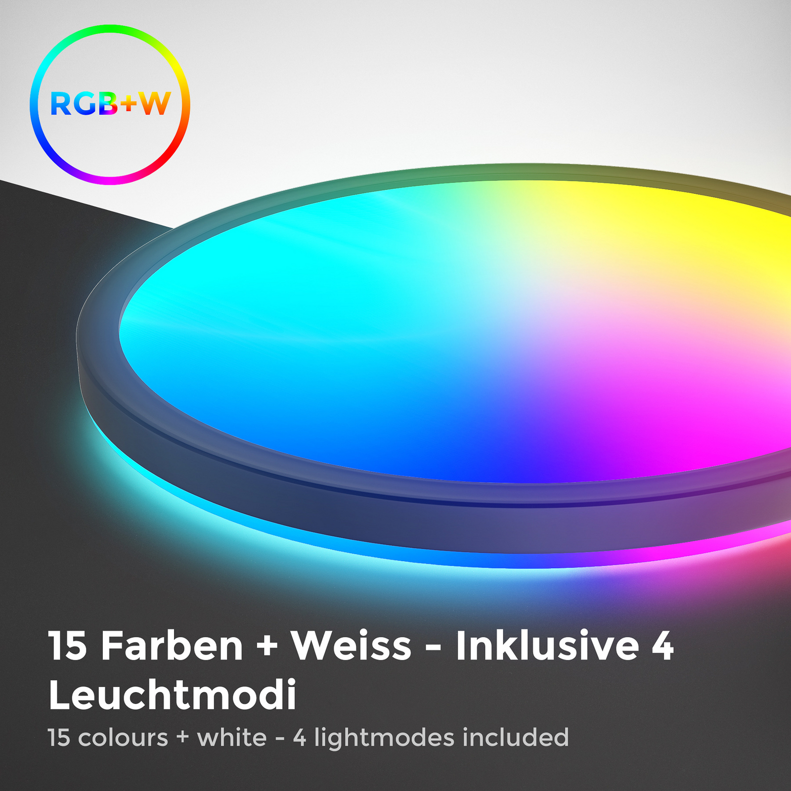 LED paneel Slim met afstandsbediening RGBW, Ø 29 cm, zwart,
