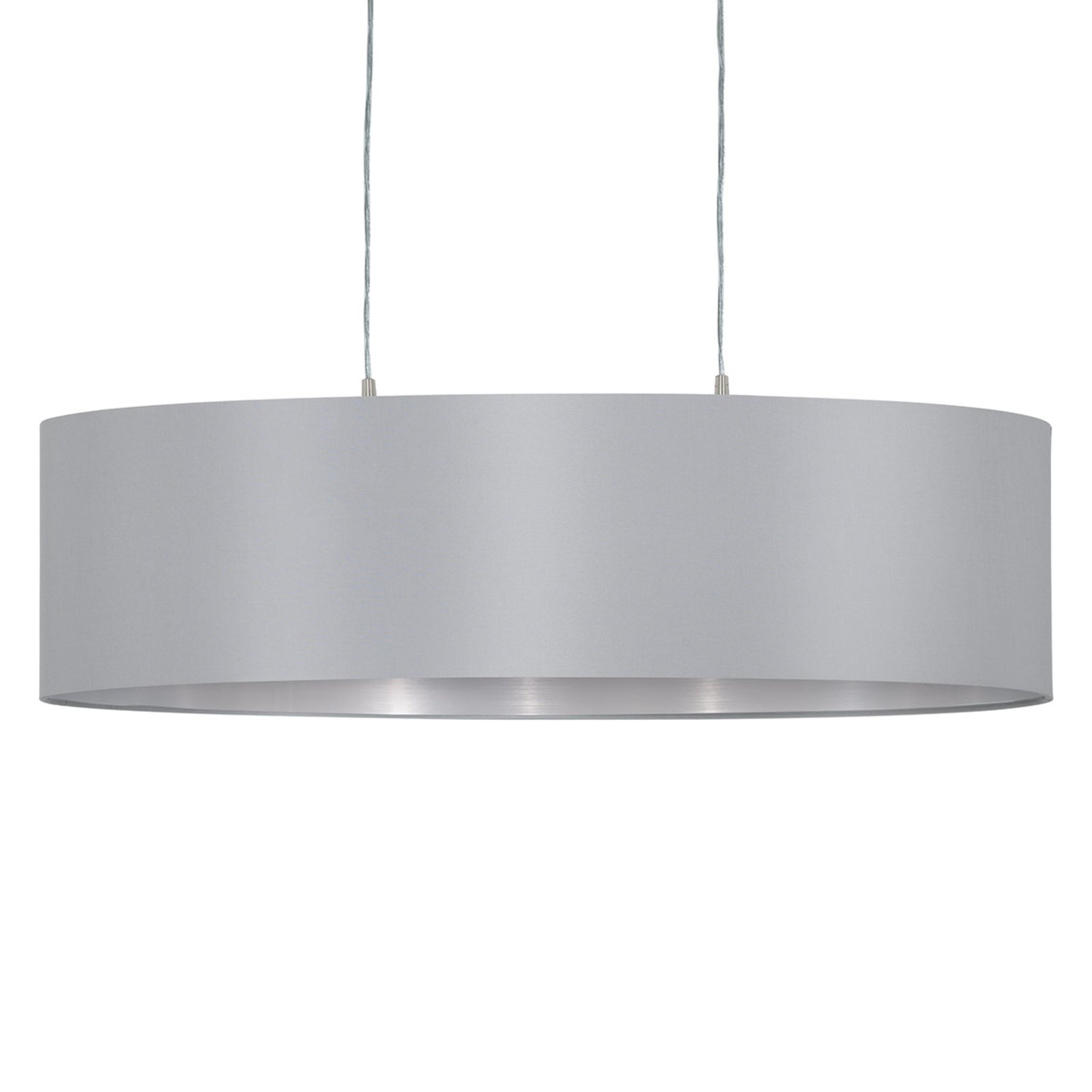EGLO Maserlo hanging light oval, grey and silver, for Living / Dining Room, metal, fabric, E27, 60 W, energy efficiency: A++, L: 78 cm, W: 22 cm