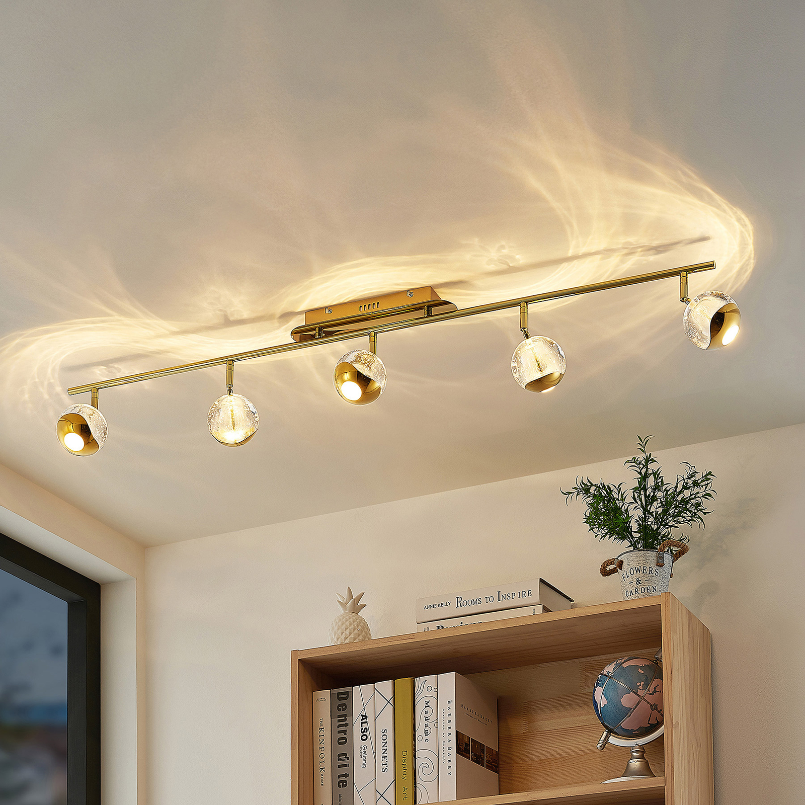 Lucande Kilio spot plafond LED, à 5 lampes, doré