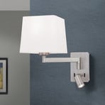 Carlton textile wall lamp, matt nickel