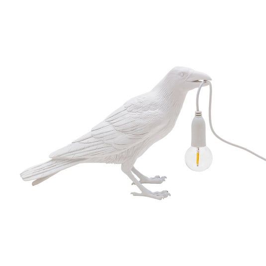 Bird Lamp Waiting Bordslampa Utomhus Vit - Seletti