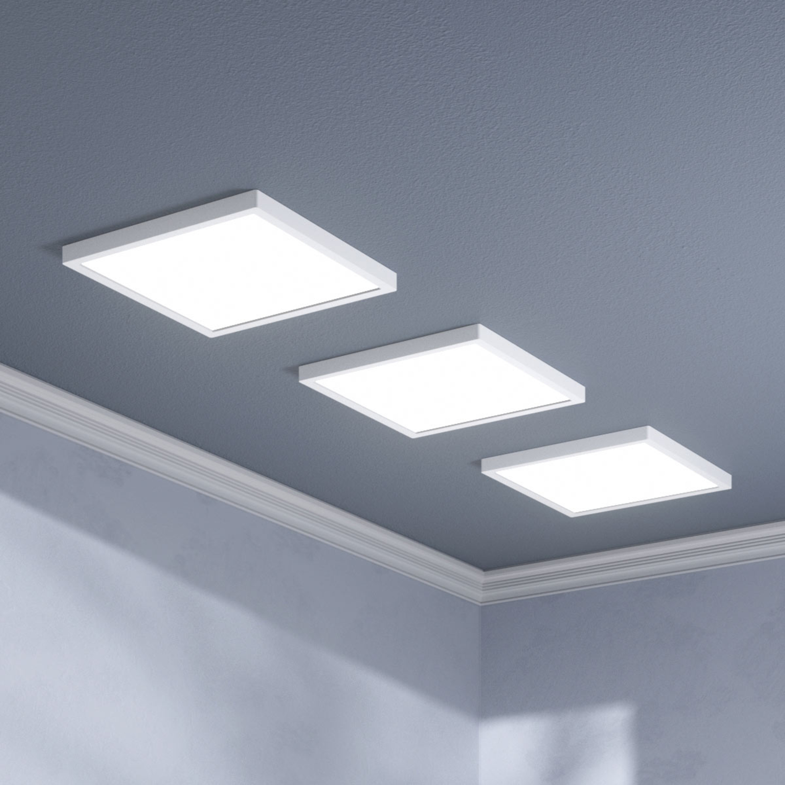 Solvie LED-kattovalaisin, valkoinen, kulmikas, 30 x 30 cm