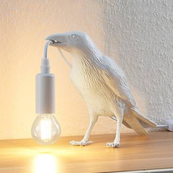 Lindby Ravenka lampada da tavolo, uccello, bianco