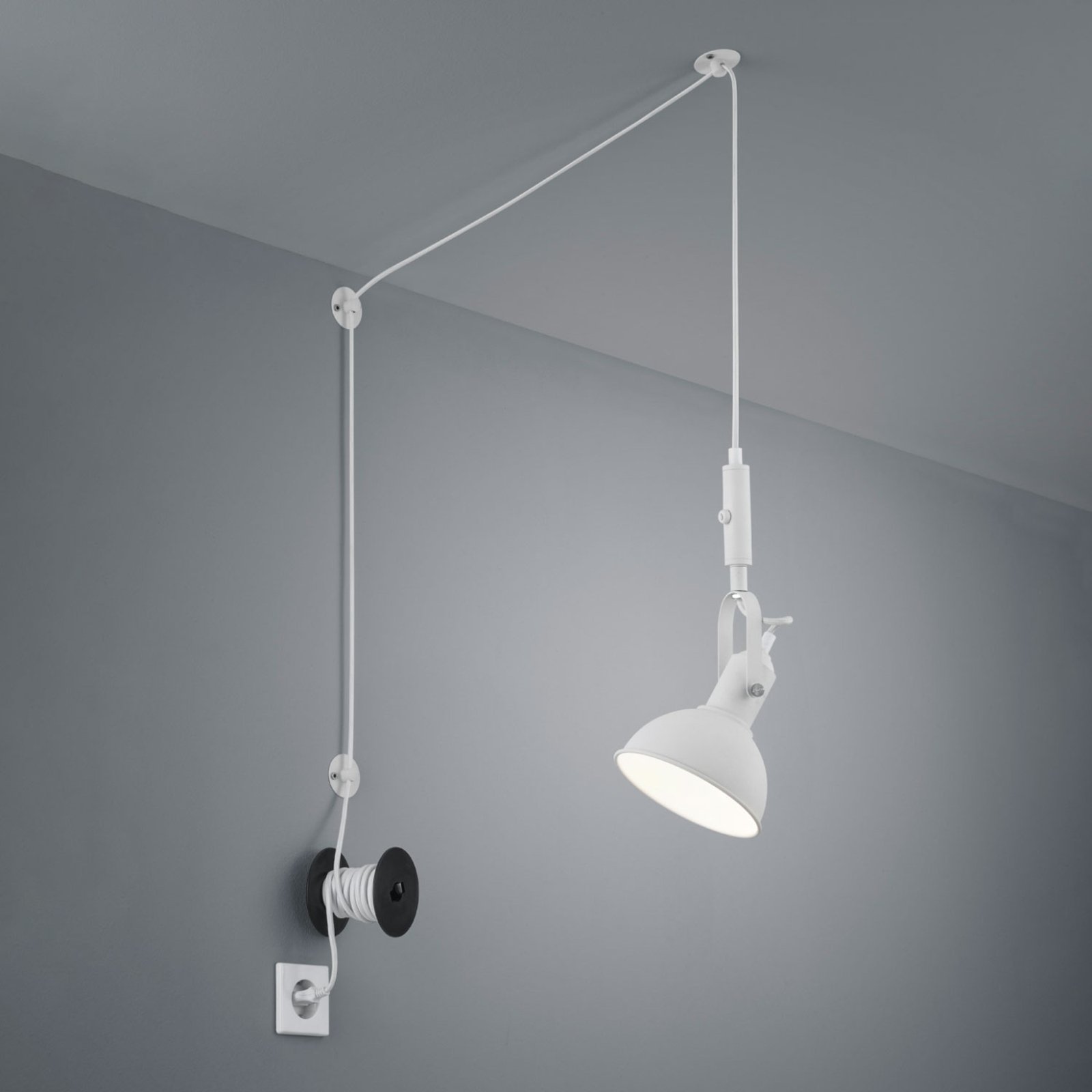Trio Lighting Carlotta hanging light with plug, white, for Living / Dining Room, metal, E14, 28 W, energy efficiency: A++