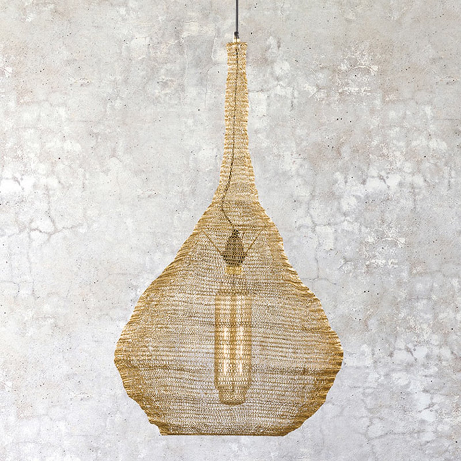 Fischer & Honsel Golden Ano pendant lamp, cage lampshade, Ø 47 cm, for Living / Dining Room, metal, E27, 40 W, energy efficiency: A++, H: 75 cm