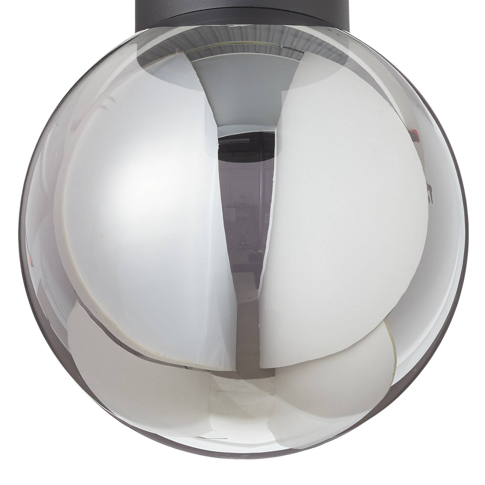 Plafondlamp Astro, bolglas, rookgrijs, Ø 25 cm