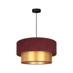 Lampada a sospensione Dorina, rosso scuro/oro, Ø 45 cm, tessuto, E27 - Duolla
