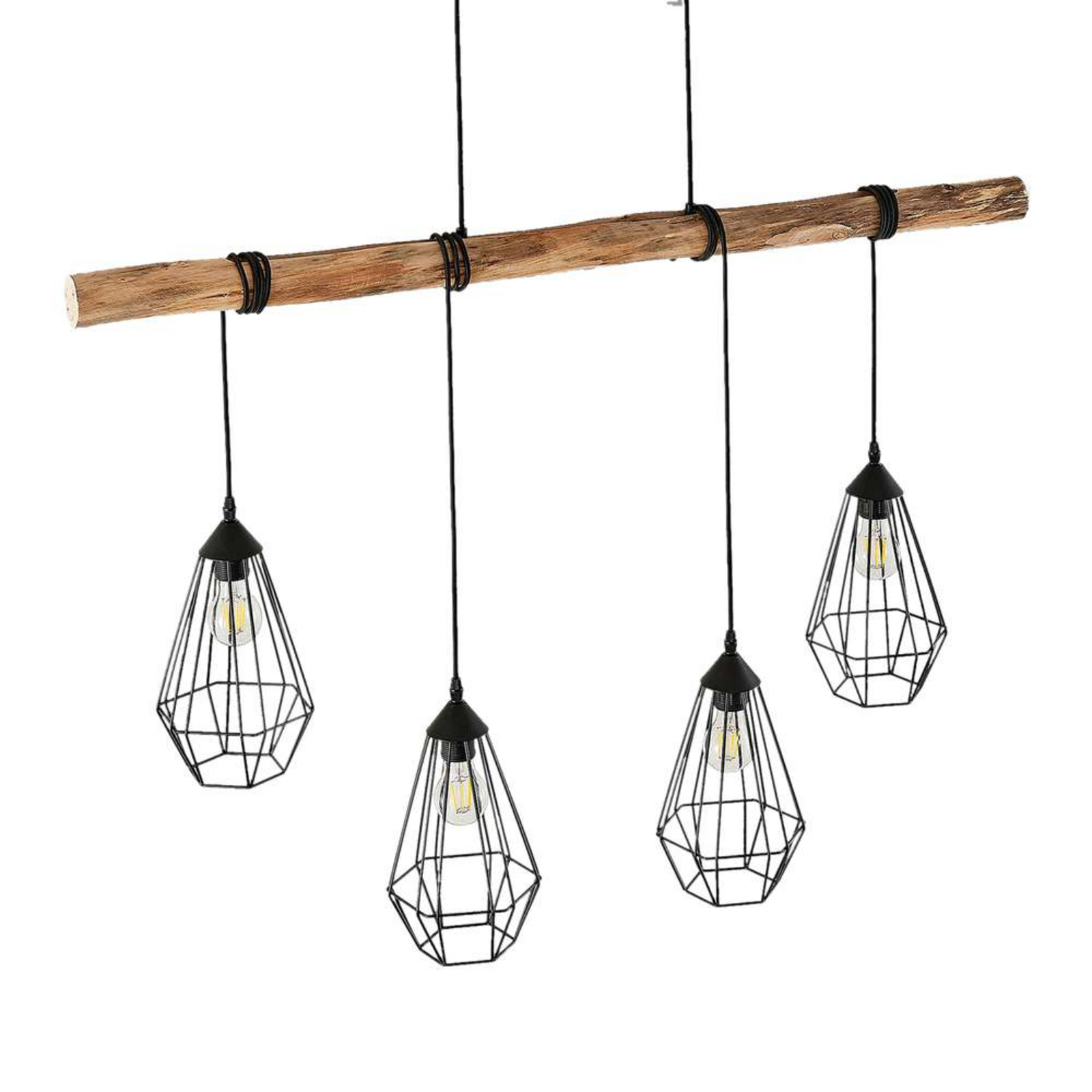 Eldarion 4 Závěsná Lampa Black/Wood - Lindby