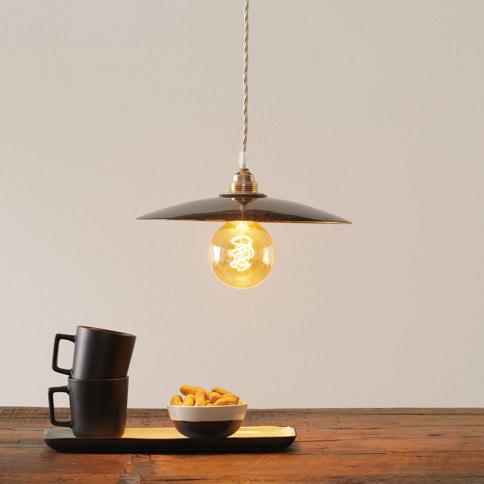 S1890 ceramic pendant lamp, black/gold
