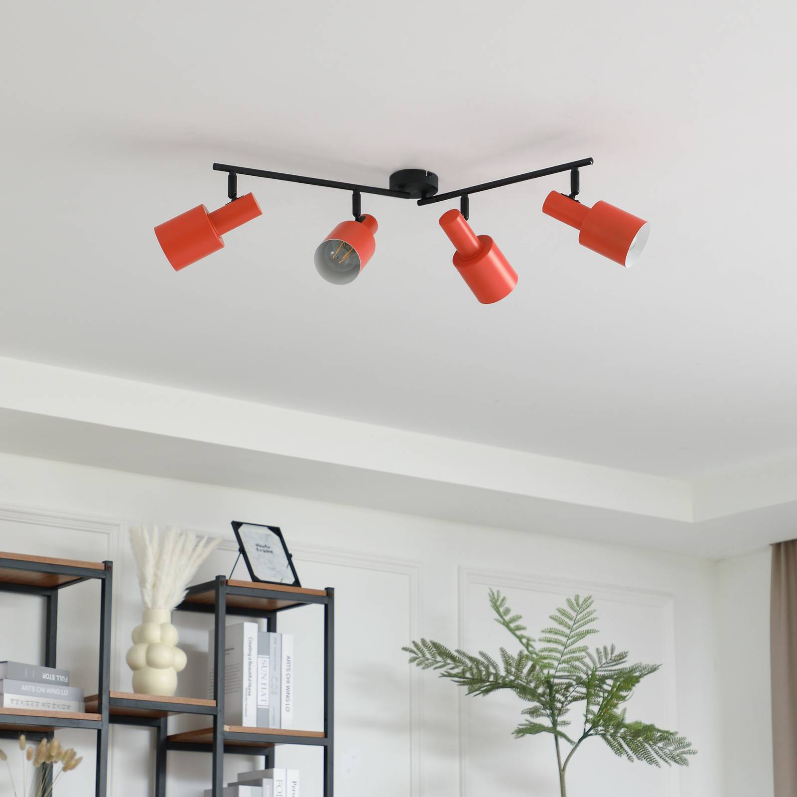 lindby spot pour plafond ovelia, orange/noir, long, 4 lampes