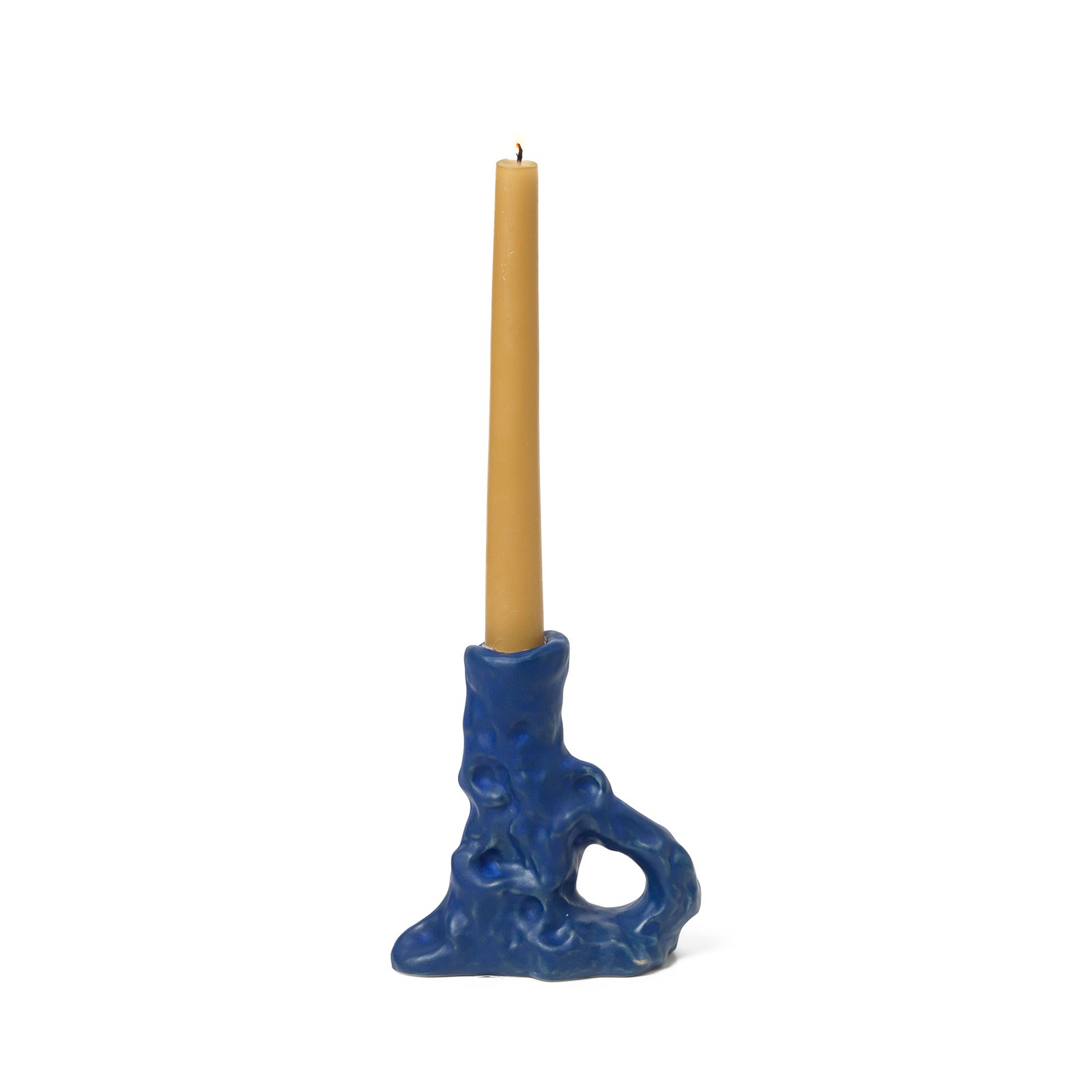 ferm LIVING Candlestick Ditto Single, blue, ceramic