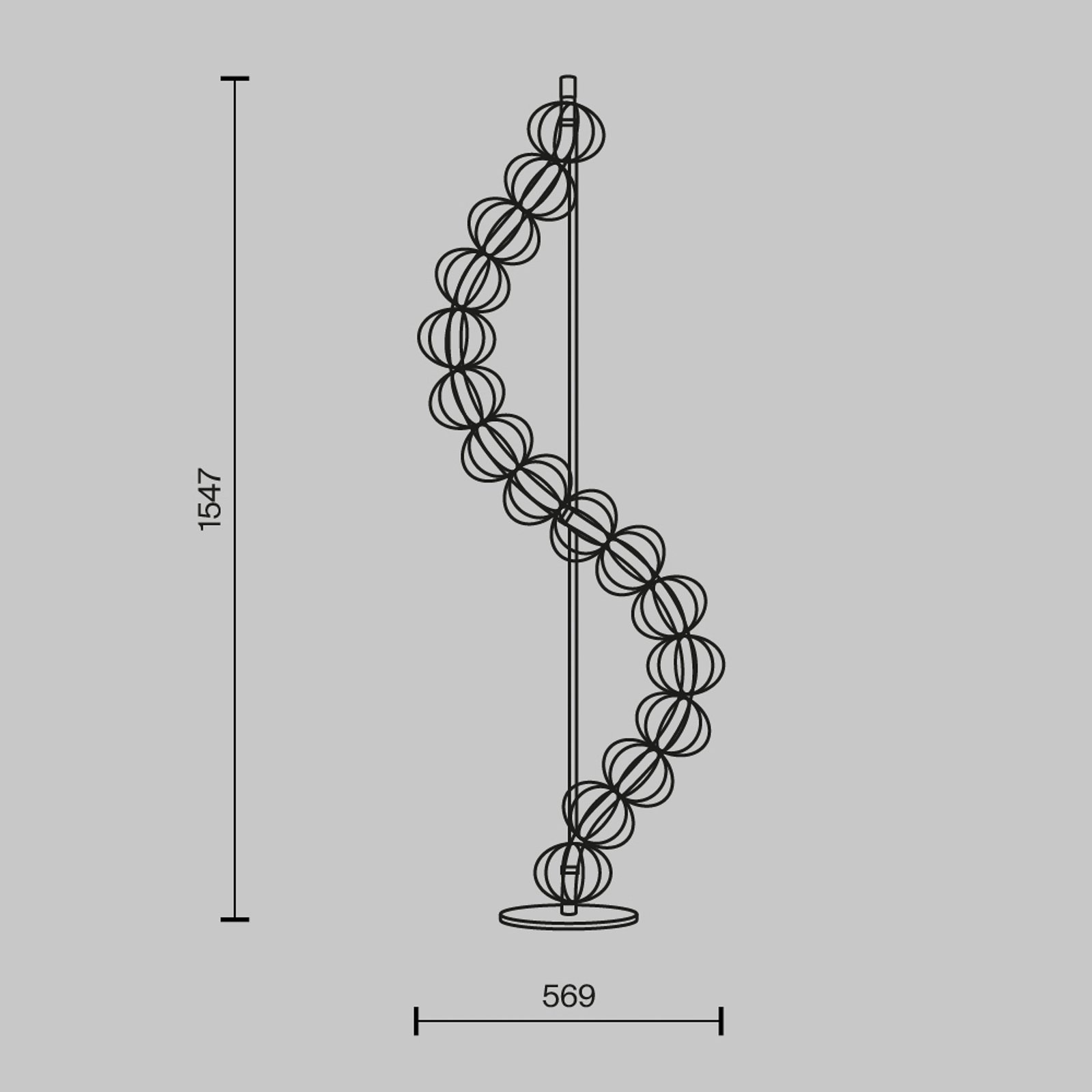 Maytoni Piantana LED Golden Cage, altezza 154 cm, metallo