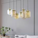 Marco Brown pendant light, 6-bulb, clear/brown