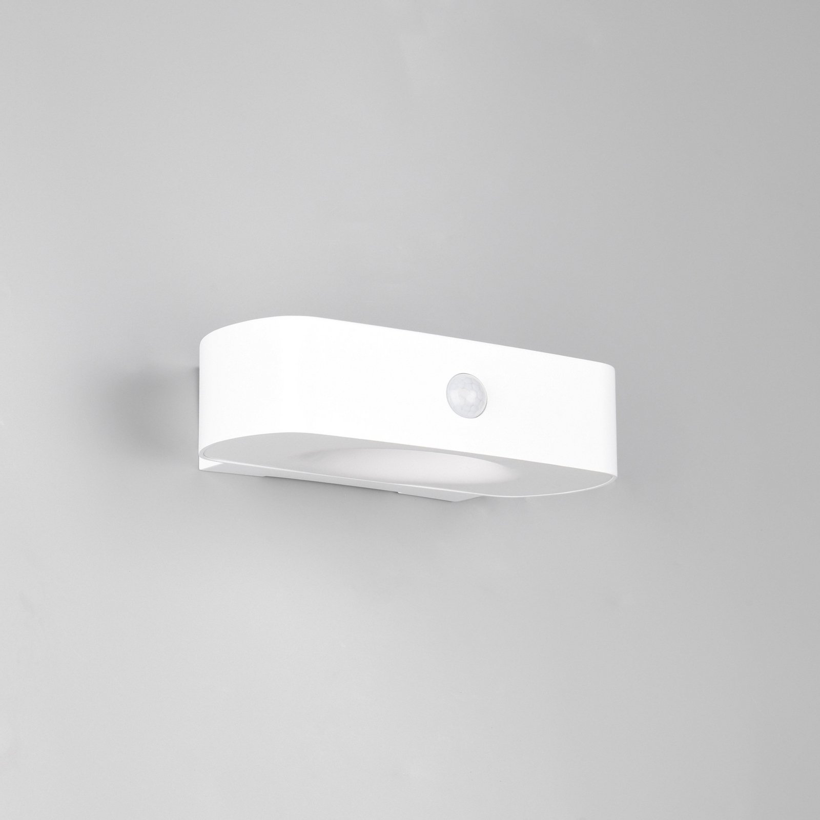 Bilbao solar wall light, white, height 6 cm, sensor, up/down