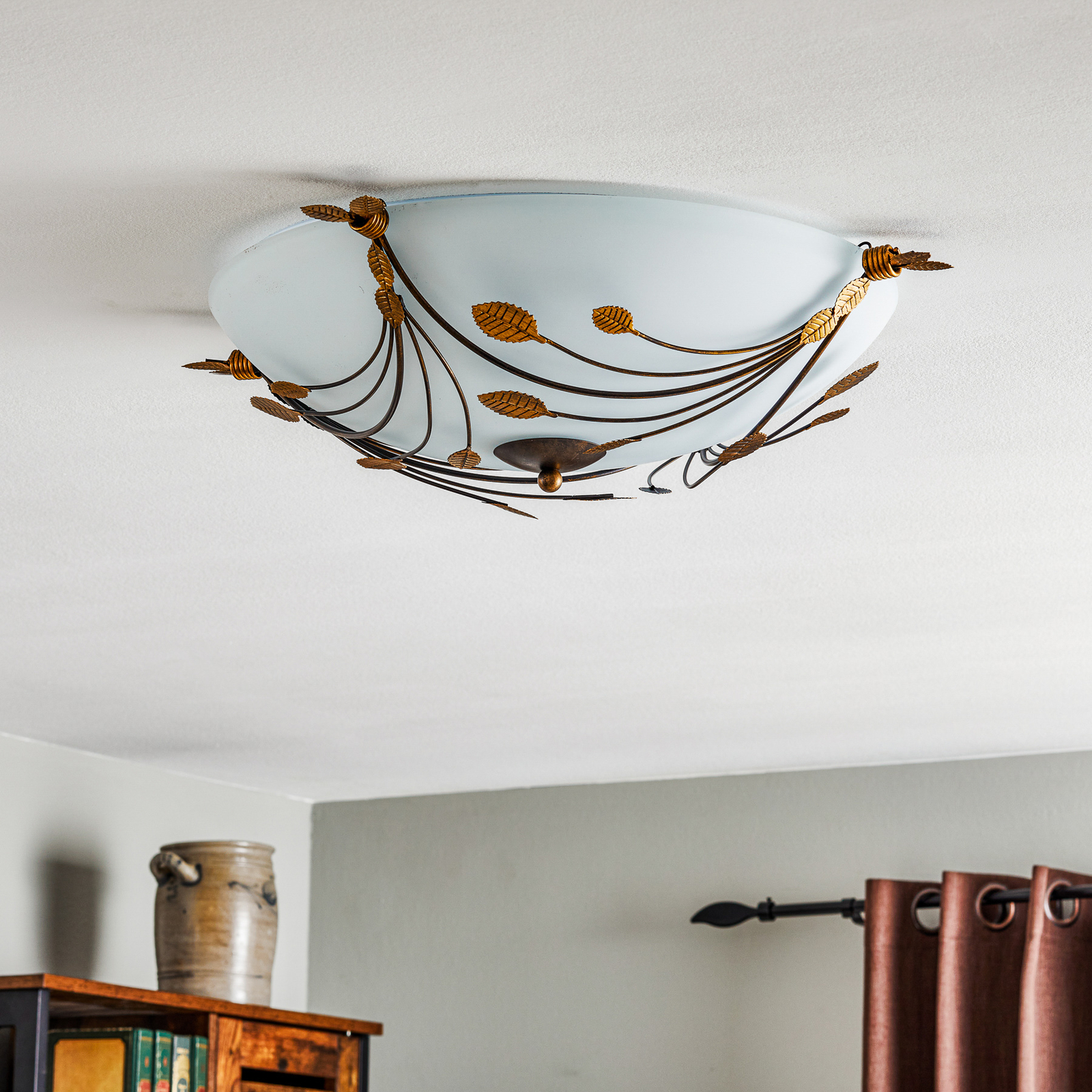 Ceiling light Foglie, 67 cm, three-bulb