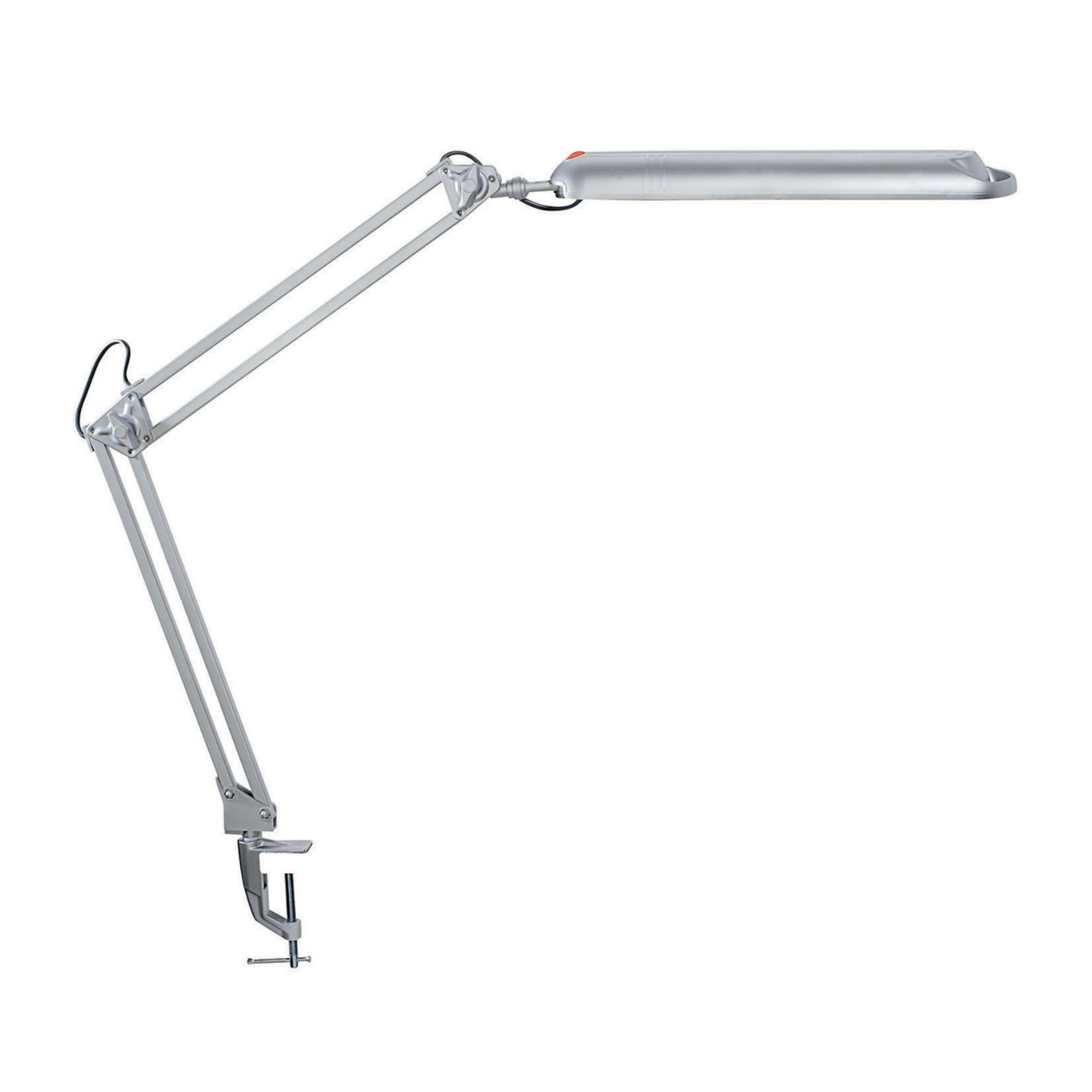 LED-Tischleuchte MAULatlantic, silber, Höhe 38 cm, Klemmfuß