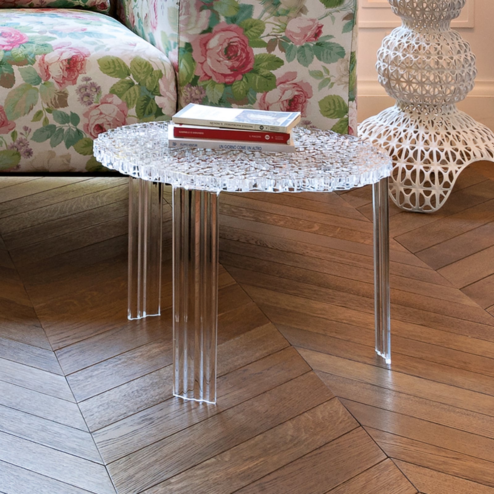 T-Table table, height 36 cm, Ø 50 cm, transparent - Kartell