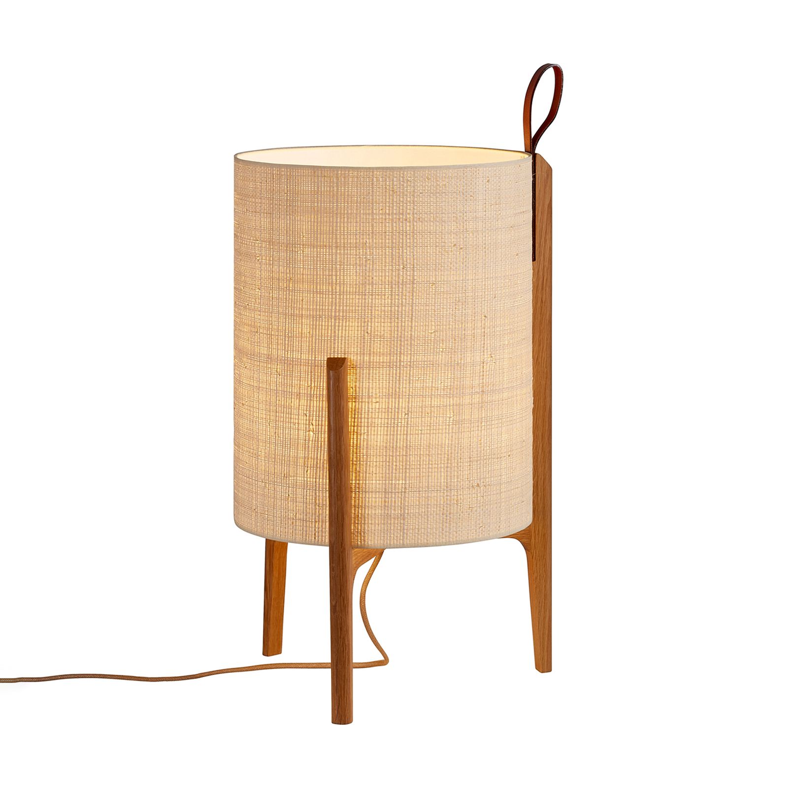 Greta table lamp, natural fibre/oak, 44 cm high