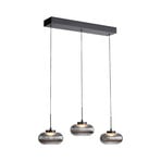 Lámpara colgante LED Noctis, 3 luces, gris ahumado, cristal, atenuable, 3.000 K