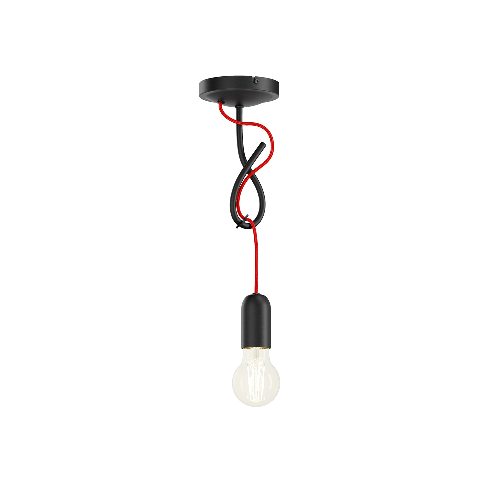 Lucande Jorna hanging light, one-bulb, red cable