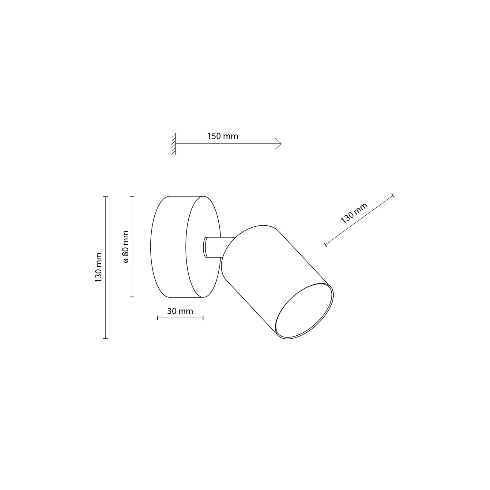 Wandspot Livia, groen, 13 cm, metaal, verstelbaar, GU10