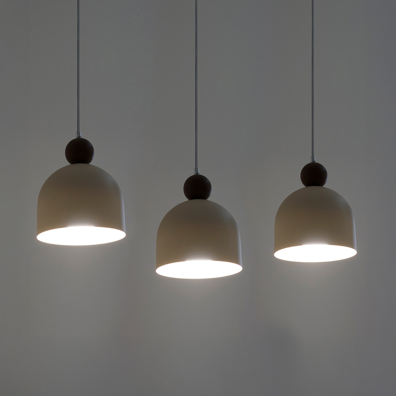 Suspension Timon, taupe/beige, longueur 60 cm, métal, à 3 lampes Suspension Timon, taupe/beige, longueur 60 cm, métal, à 3 lampes
