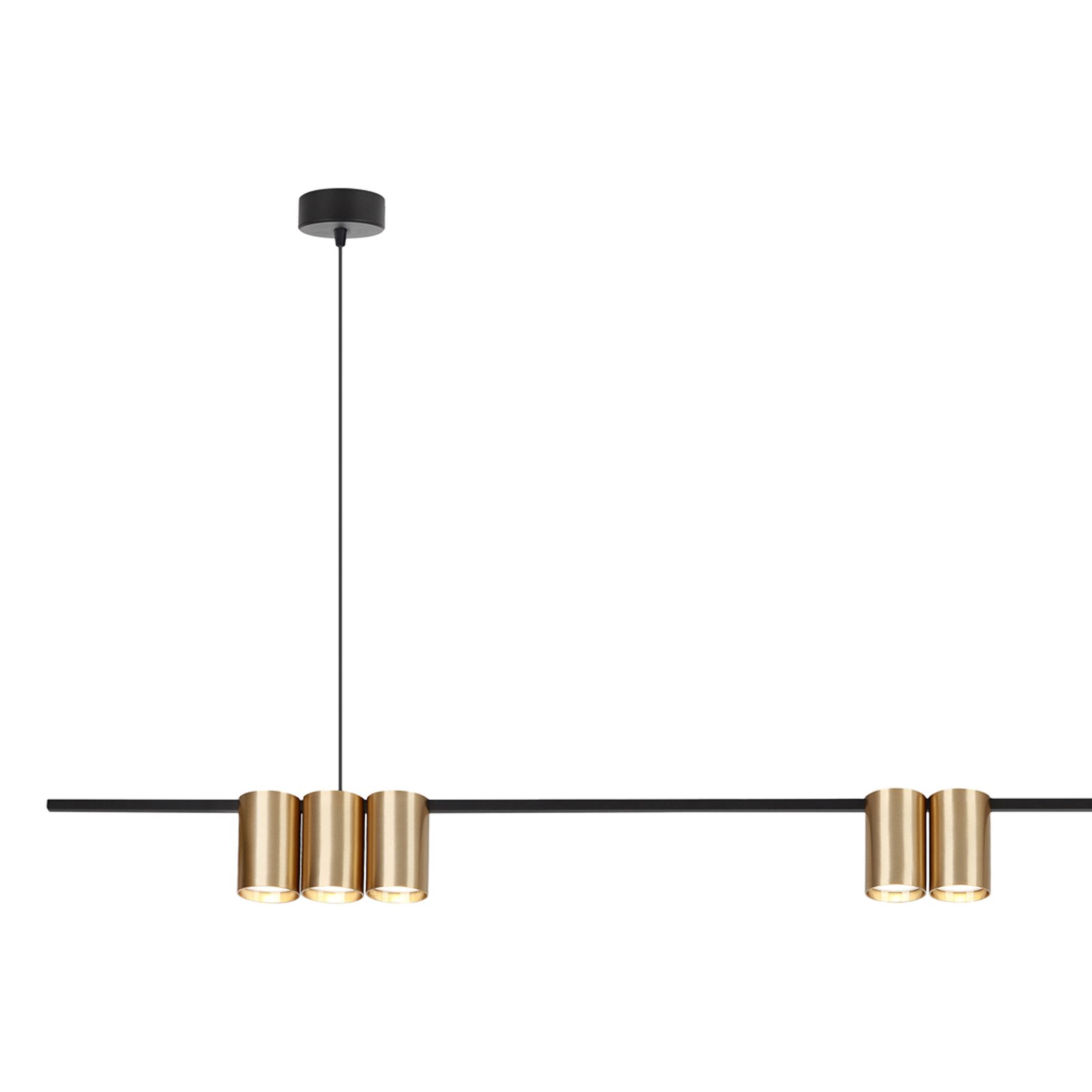 Hanglamp Genesis, aluminium zwart/goud, 7 x GU10, lengte 150 cm