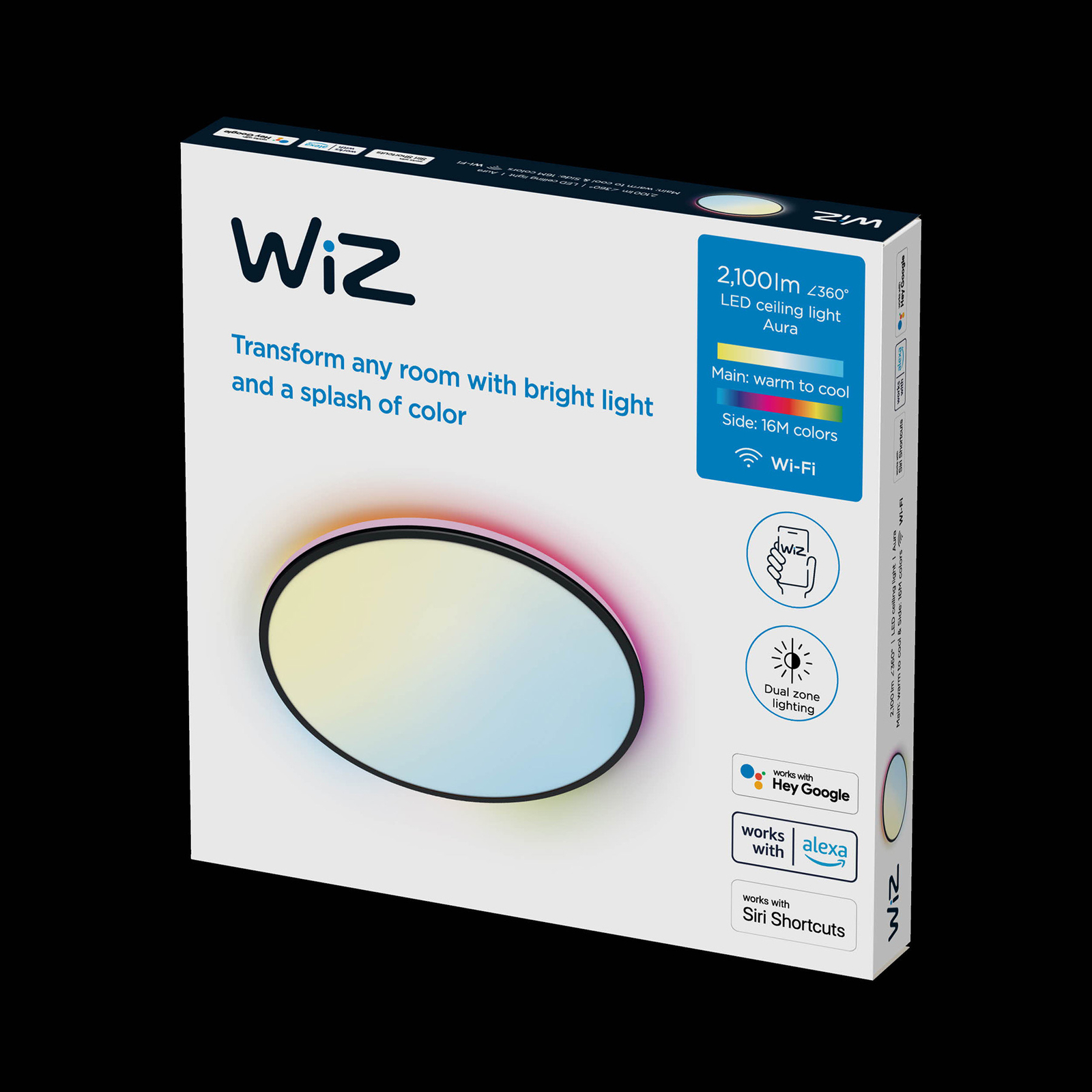 WiZ LED-Deckenleuchte Rune, schwarz