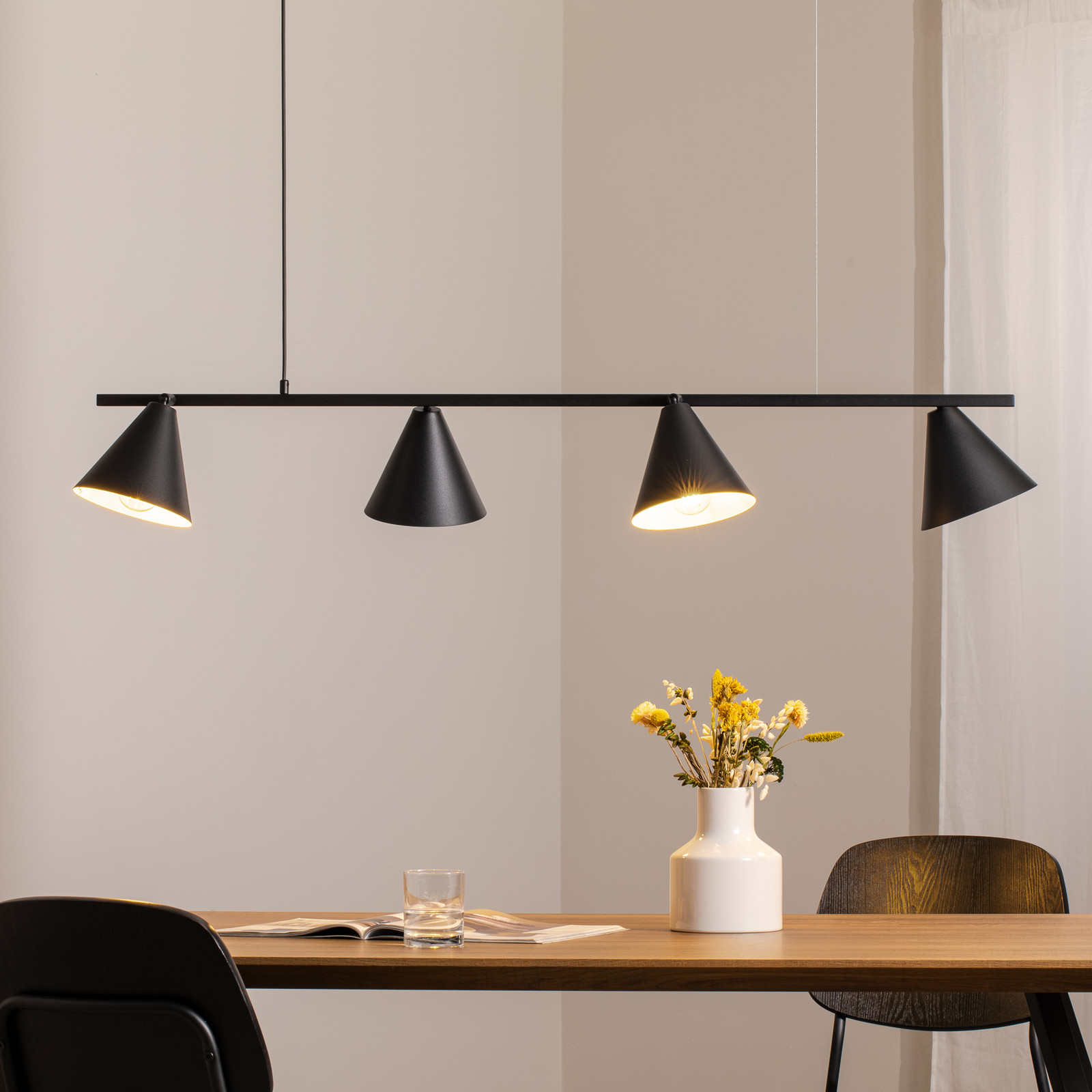 ALDEX Lampă suspendată forma 4 negru metal 4 becuri conic E27 - Camera de zi / sufragerie - Modern