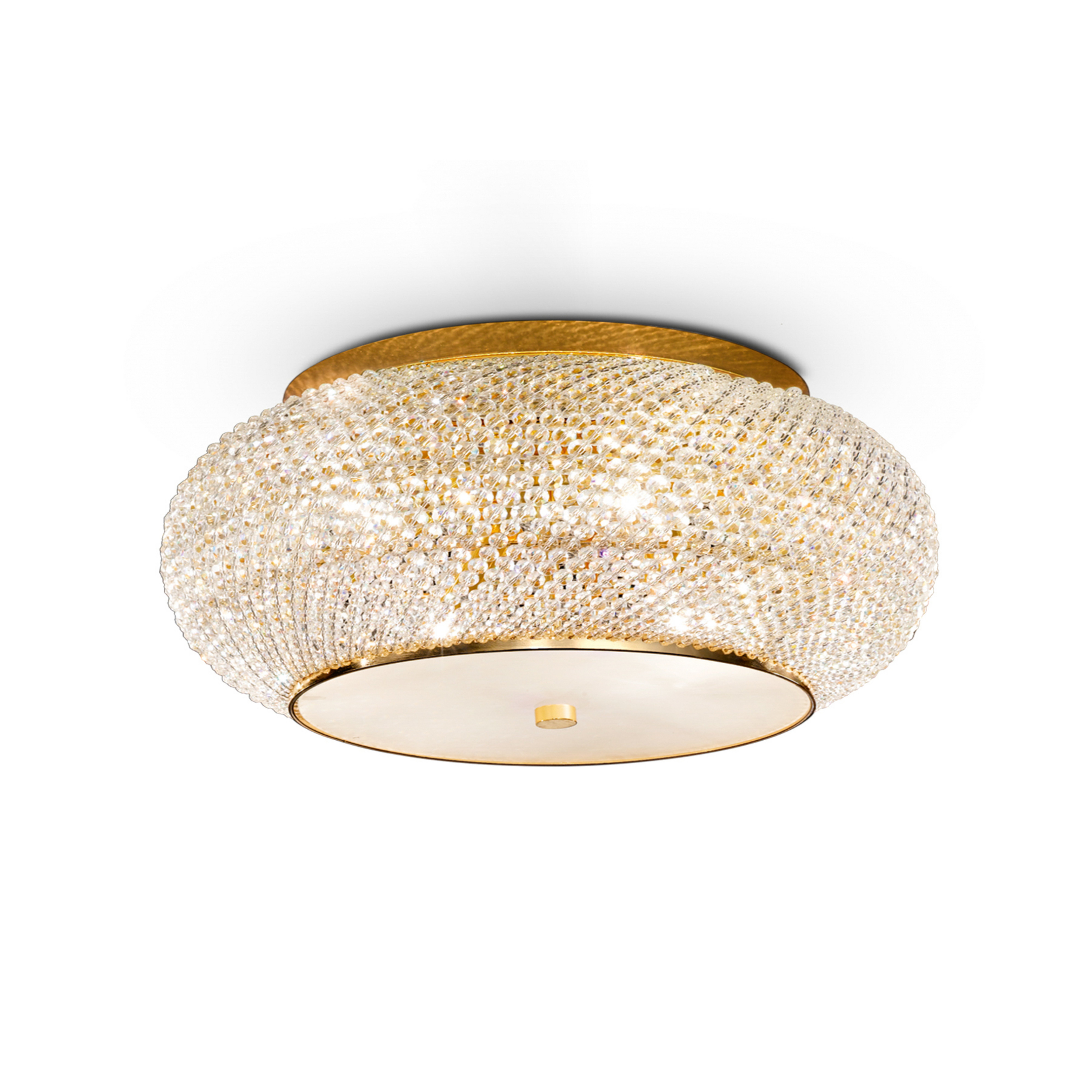 Ideal Lux plafonnier Pasha, doré, cristal, Ø 55 cm